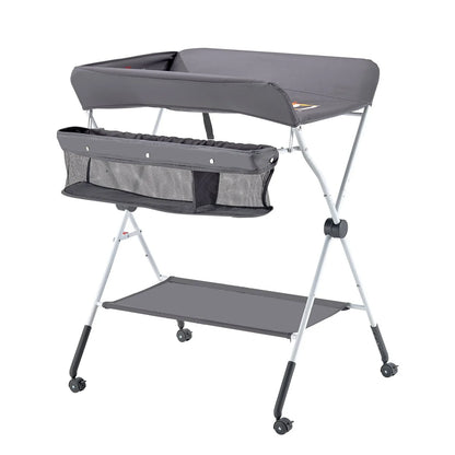 VEVOR Baby Changing Table, Foldable Diaper Change Station with Side Basket, Adjustable Height Portable Changing Table with Lockable Wheels, Multi-Functional Storage Organizer Nursery, Dark Gray - View 8