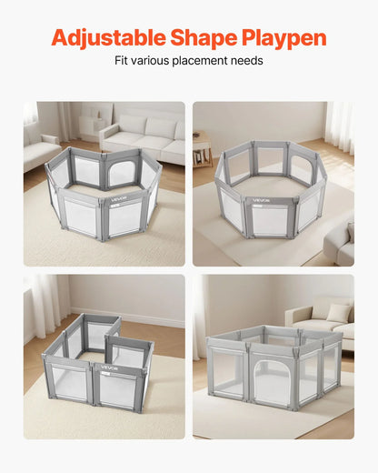 VEVOR Baby Playpen, 47.2″ x 47.2″ Foldable Toddlers Playpen, Indoor/Outdoor Baby Fence Play Yard with Zippered Door & Soft Breathable Mesh, No-Gap Toddlers Activity Center for 6 -24 Months Babies - View 6