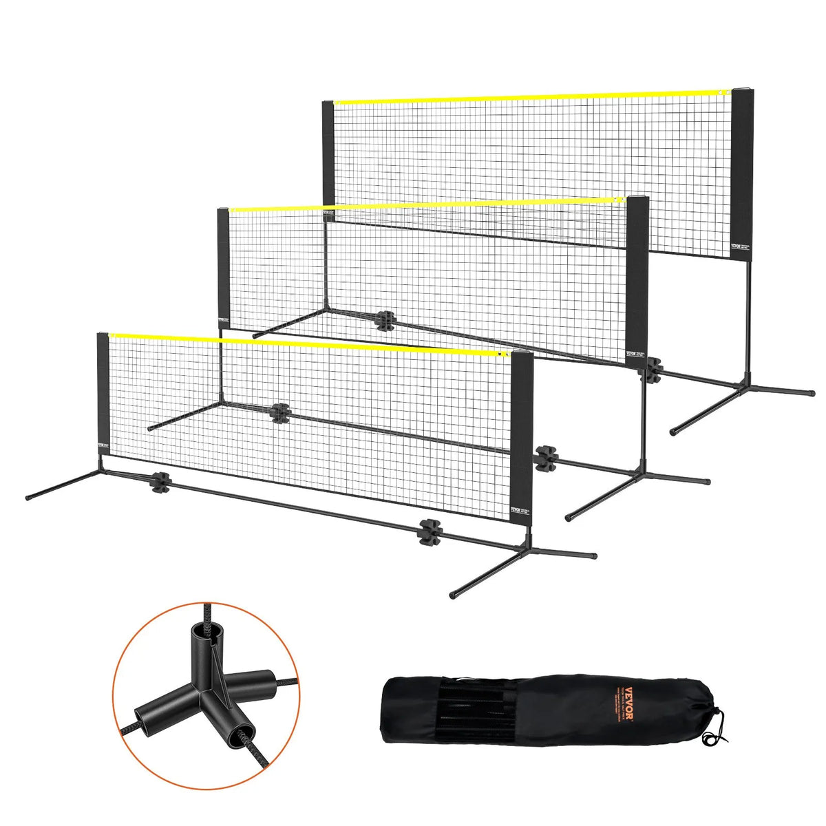 VEVOR Badminton Net, Height Adjustable Volleyball Net, 10ft Wide Foldable Pickleball Net, Portable Easy Setup Tennis Net Set with Poles, Stand and Carry Bag, for Kids Backyard Game Indoor Outdoor Use