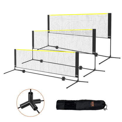 VEVOR Badminton Net, Height Adjustable Volleyball Net, 10ft Wide Foldable Pickleball Net, Portable Easy Setup Tennis Net Set with Poles, Stand and Carry Bag, for Kids Backyard Game Indoor Outdoor Use