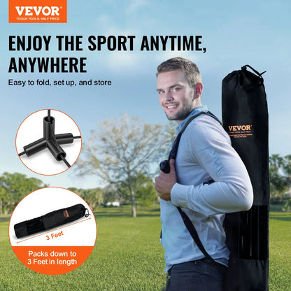 VEVOR Badminton Net, Height Adjustable Volleyball Net, 10ft Wide Foldable Pickleball Net, Portable Easy Setup Tennis Net Set with Poles, Stand and Carry Bag, for Kids Backyard Game Indoor Outdoor Use - View 2