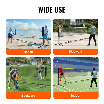 VEVOR Badminton Net, Height Adjustable Volleyball Net, 10ft Wide Foldable Pickleball Net, Portable Easy Setup Tennis Net Set with Poles, Stand and Carry Bag, for Kids Backyard Game Indoor Outdoor Use - View 6