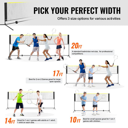 VEVOR Badminton Net, Height Adjustable Volleyball Net, 14ft Wide Foldable Pickleball Net, Portable Easy Setup Tennis Net Set with Poles, Stand and Carry Bag, for Kids Backyard Game Indoor Outdoor Use - View 5