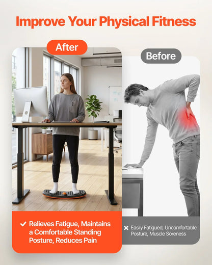 VEVOR Balance Board, Wobble Board Trainer for Adults, Premium Balance Training Equipment Rocker, Compact & Lightweight for Core Workouts, Standing Desk Exercise, Home Gym, Office, Workstation, Black