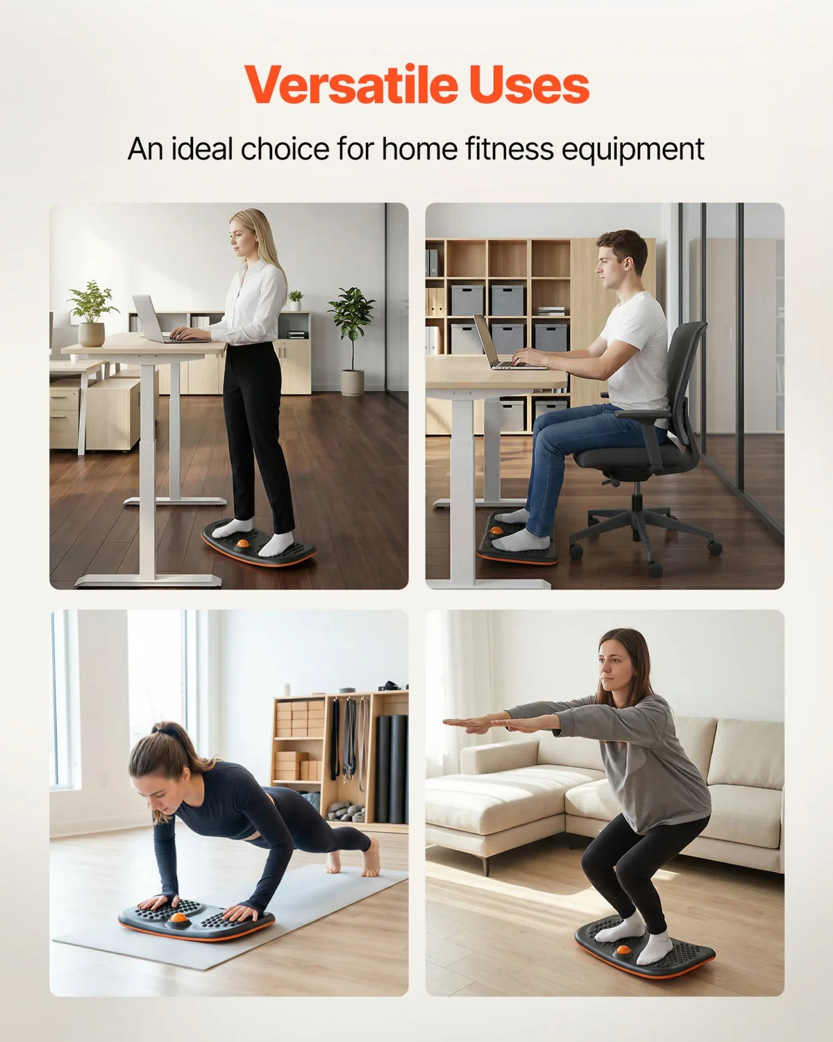 VEVOR Balance Board, Wobble Board Trainer for Adults, Premium Balance Training Equipment Rocker, Compact & Lightweight for Core Workouts, Standing Desk Exercise, Home Gym, Office, Workstation, Black - View 5