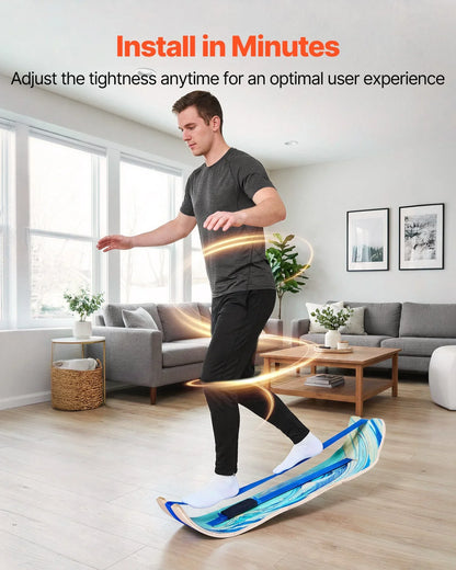 VEVOR Balance Board, Wobble Board Trainer for Adults, Premium Wooden Curved Balance Training Equipment, Compact & Lightweight for Core Workouts, Standing Desk Exercise, Home Gym, Yoga & More, Blue - View 4
