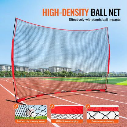 VEVOR Barricade Backstop Net, 16x10 ft Ball Sports Barrier Netting, Portable Practice Equipment with Carry Bag, Protection Screen for Baseball Softball Lacrosse Soccer Training, for Backyard - View 3