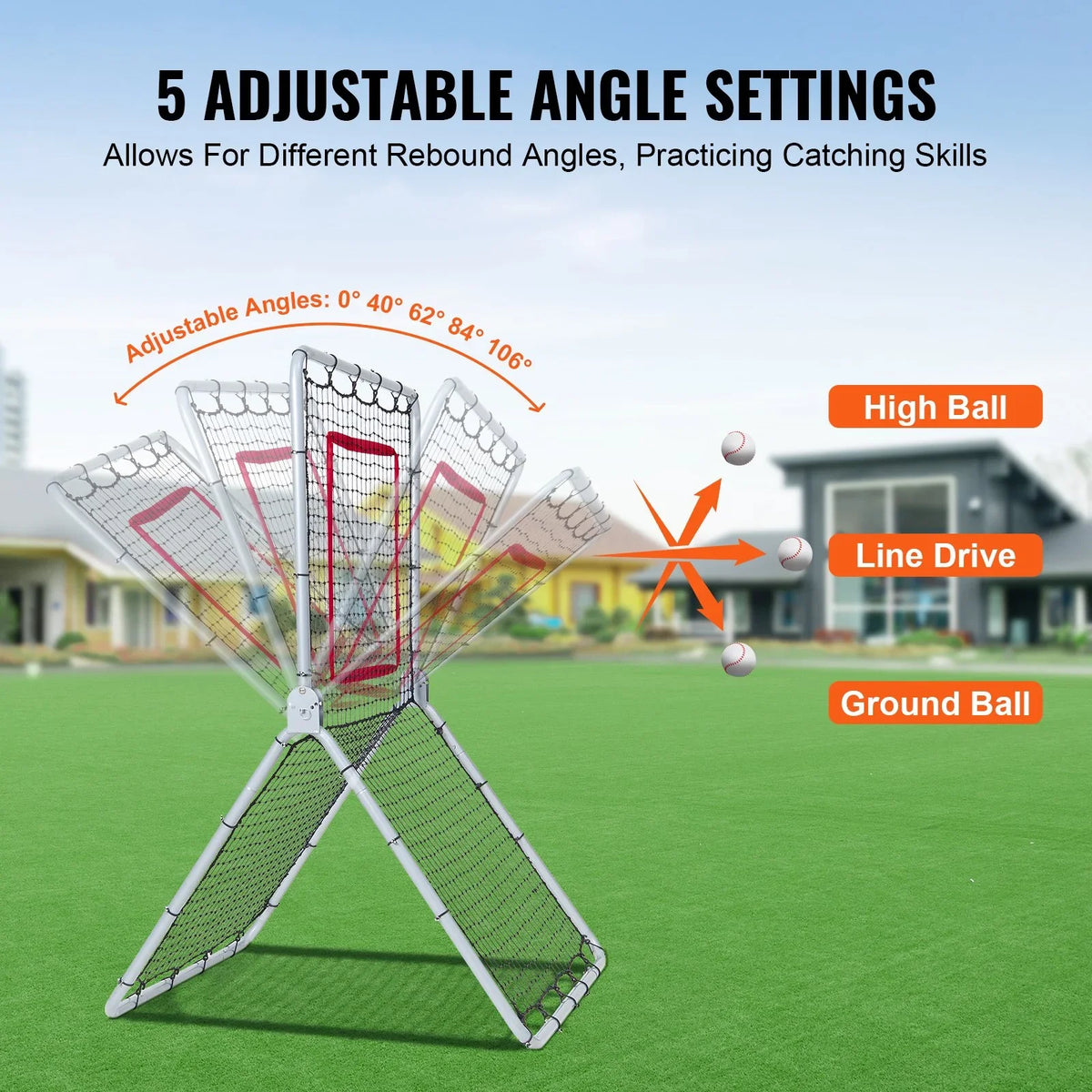 VEVOR Baseball And Softball Rebounder Net 3.5 x 6 ft 5 Adjustable Angles - View 2