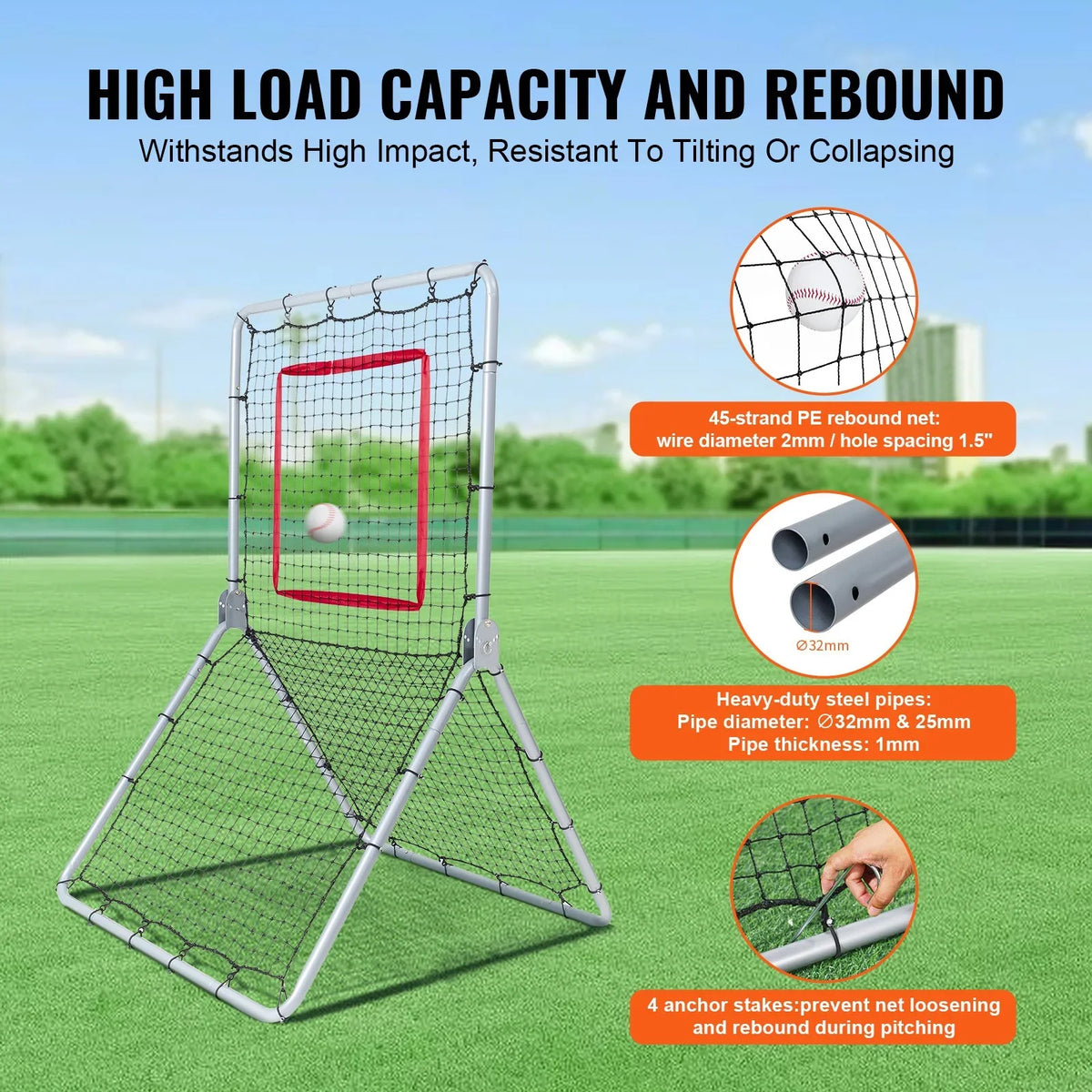VEVOR Baseball And Softball Rebounder Net 3.5 x 6 ft 5 Adjustable Angles - View 4