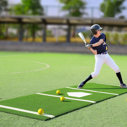 VEVOR Baseball Softball Hitting Batting Mat, 10' x 3.8' Indoor/Outdoor Softball Mat, Lined & Foam Backing Anti-Slip Anti-Fade Softball Training Aid, Portable Practice Mat with Tightening Rope, Green - View 15