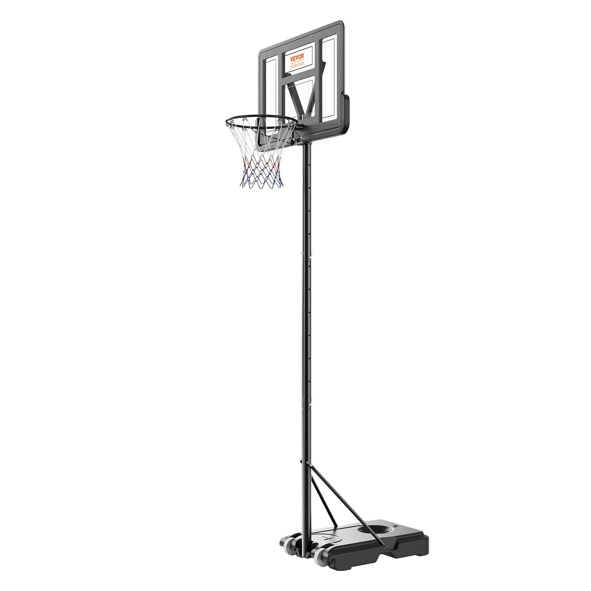 VEVOR Basketball Hoop, 4-10 ft Adjustable Height Portable Backboard System, 44 inch Basketball Hoop & Goal, Kids & Adults Basketball Set with Wheels, Stand, and Fillable Base, for Outdoor/Indoor - View 10