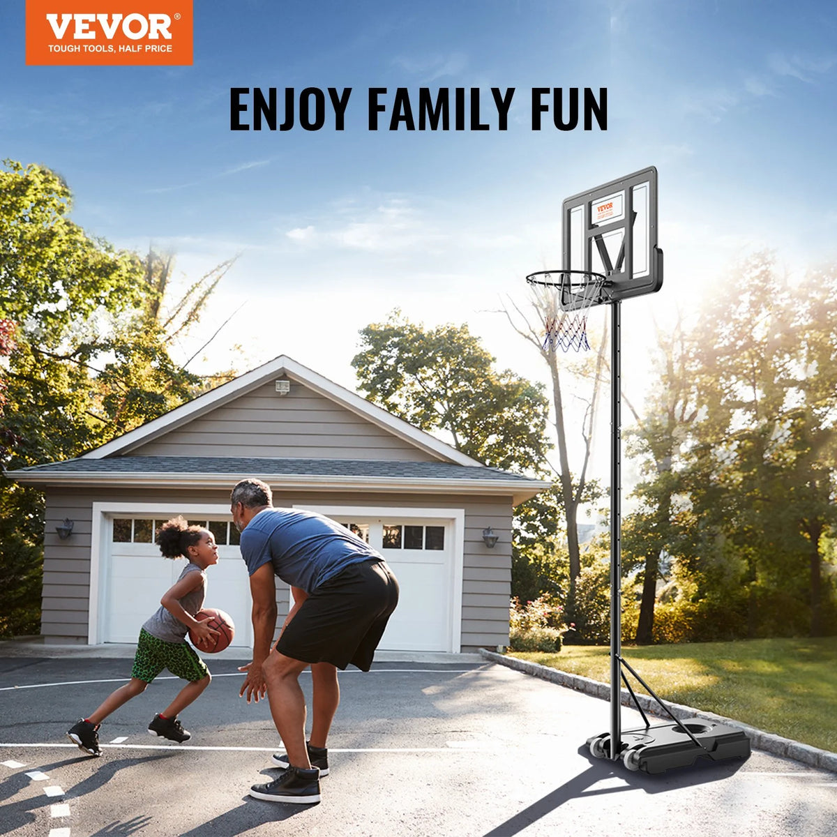 VEVOR Basketball Hoop, 4-10 ft Adjustable Height Portable Backboard System, 44 inch Basketball Hoop & Goal, Kids & Adults Basketball Set with Wheels, Stand, and Fillable Base, for Outdoor/Indoor - View 7