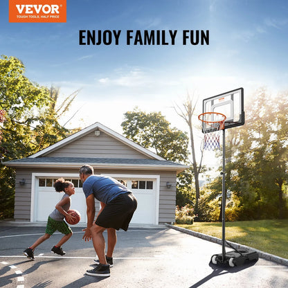 VEVOR Basketball Hoop, 5-7 ft Adjustable Height Portable Backboard System, 32 inch Basketball Hoop & Goal, Kids & Adults Basketball Set with Wheels, Stand, and Fillable Base, for Outdoor/Indoor - View 6