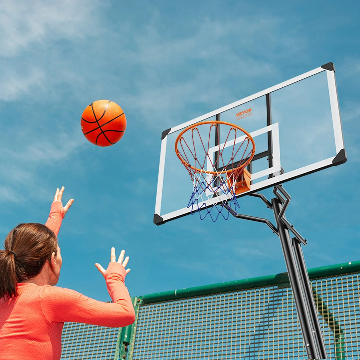 VEVOR Basketball Hoop, 7.6-10 ft Adjustable Height Portable Backboard System, 54 inch Basketball Hoop & Goal, Kids & Adults Basketball Set with Wheels, Stand, and Fillable Base, for Outdoor/Indoor - View 7