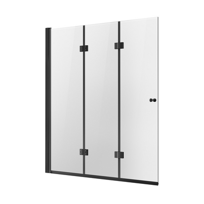 VEVOR Bathtub Shower Door, 51 in. W x 56 in. H, Frameless Foldable Hinged Shower Door, Tri-Fold Shower Glass Door with 1/4 in Tempered Glass Door, 180°Rotating and Folding Design, for Bathtub, Black - View 9