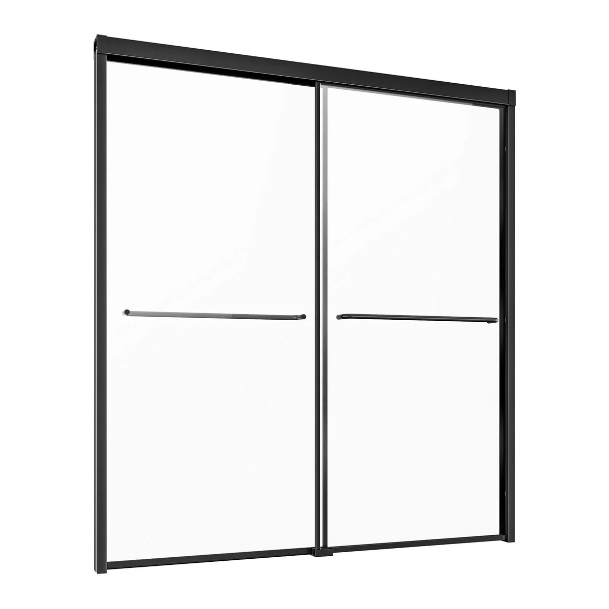 VEVOR Bathtub Shower Door, 56-60 in. W x 60 in. H, Semi-Frameless Double Sliding Tub Door, Semi-Frameless Bypass Tub Door with 1/4 in Shatterproof Tempered Glass and Stainless Steel Handle, Black - View 10
