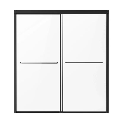 VEVOR Bathtub Shower Door, 56-60 in. W x 60 in. H, Semi-Frameless Double Sliding Tub Door, Semi-Frameless Bypass Tub Door with 1/4 in Shatterproof Tempered Glass and Stainless Steel Handle, Black - View 9