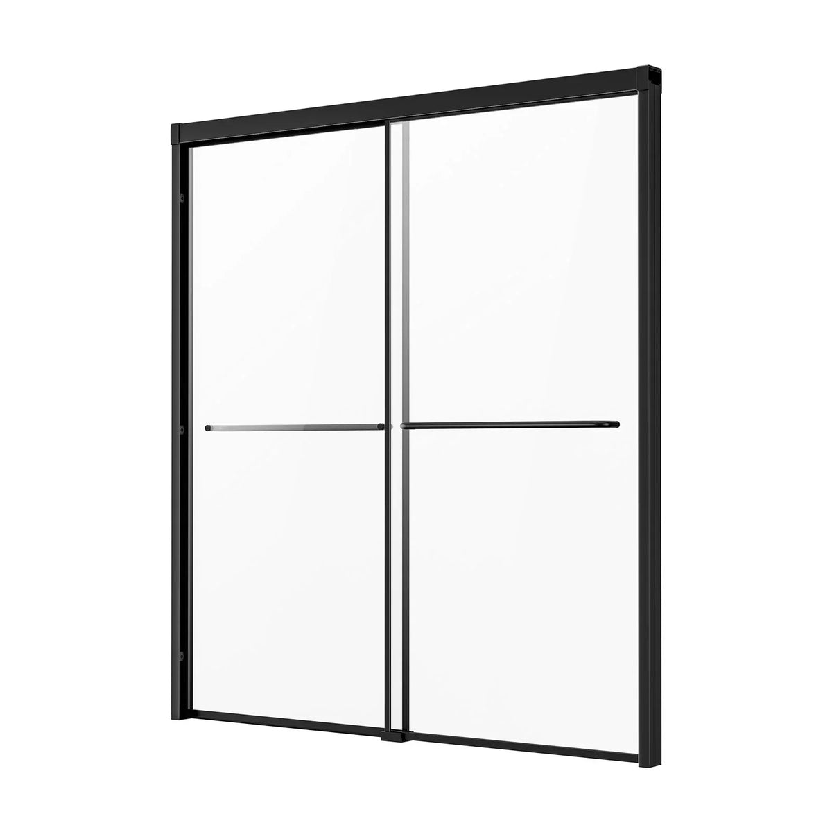 VEVOR Bathtub Shower Door, 56-60 in. W x 60 in. H, Semi-Frameless Double Sliding Tub Door, Semi-Frameless Bypass Tub Door with 1/4 in Shatterproof Tempered Glass and Stainless Steel Handle, Black - View 8