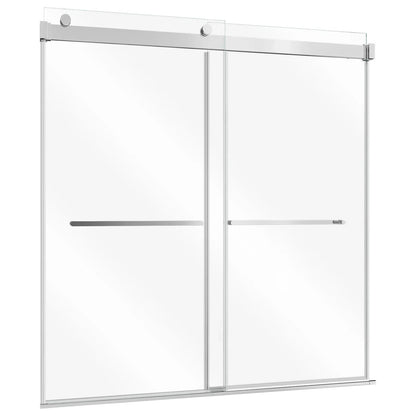 VEVOR Bathtub Shower Door 60"W x 60"H Frameless Bypass Sliding Doors Silver, 5/16" Clear Tempered Glass, Double Sliding Tub Shower Doors with 2 Stainless Steel Handles, Nano Coating, for Bathroom Tubs - View 10