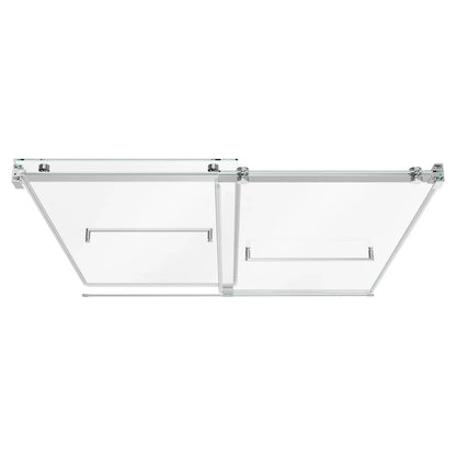 VEVOR Bathtub Shower Door 60"W x 60"H Frameless Bypass Sliding Doors Silver, 5/16" Clear Tempered Glass, Double Sliding Tub Shower Doors with 2 Stainless Steel Handles, Nano Coating, for Bathroom Tubs - View 8