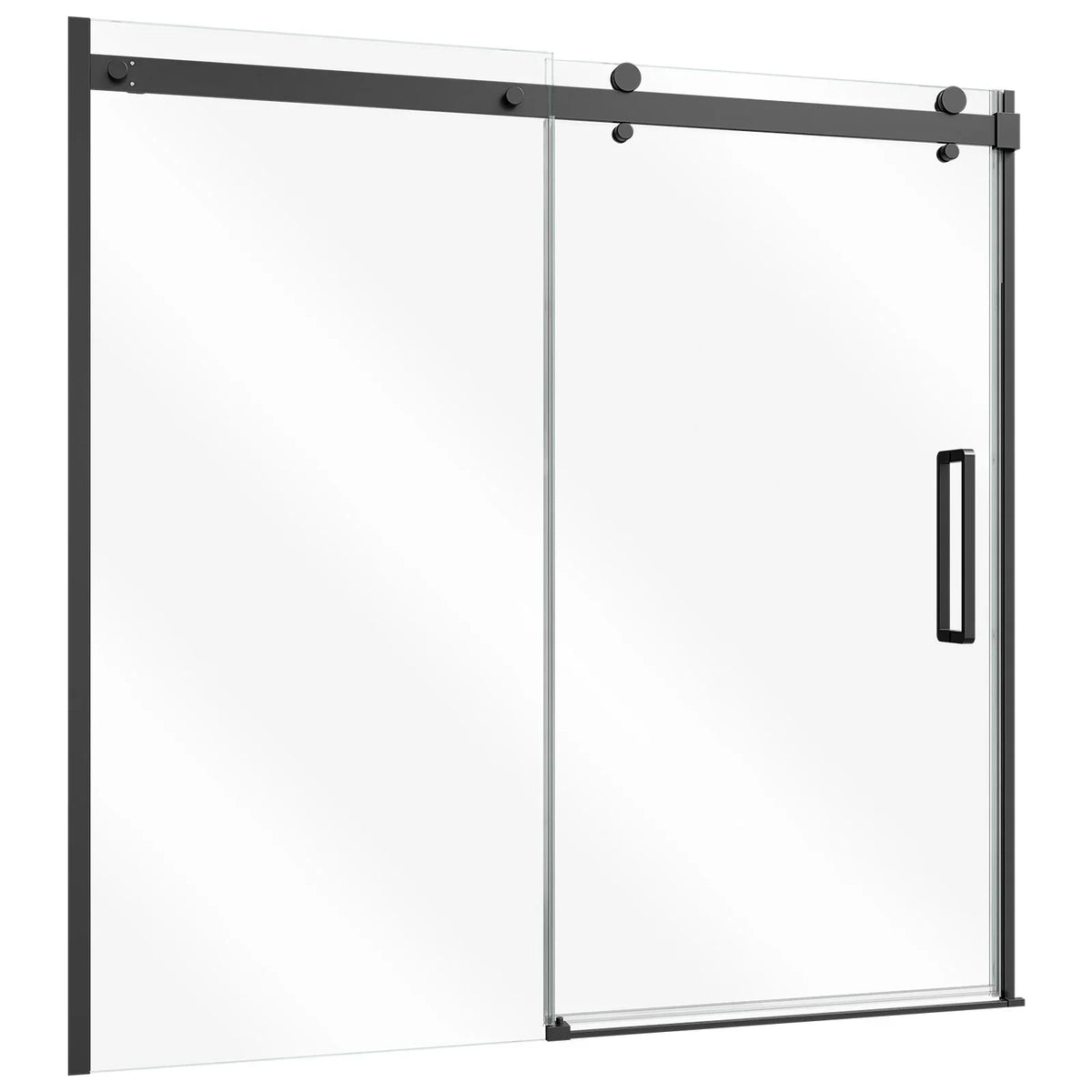 VEVOR Bathtub Shower Door 60" W x 60" H Semi-Frameless Sliding Door Black, 5/16" Thick Clear Tempered Glass, Sliding Tub Shower Door with 2 Stainless Steel Handles, Nano Coating, for Bathroom Tubs - View 10