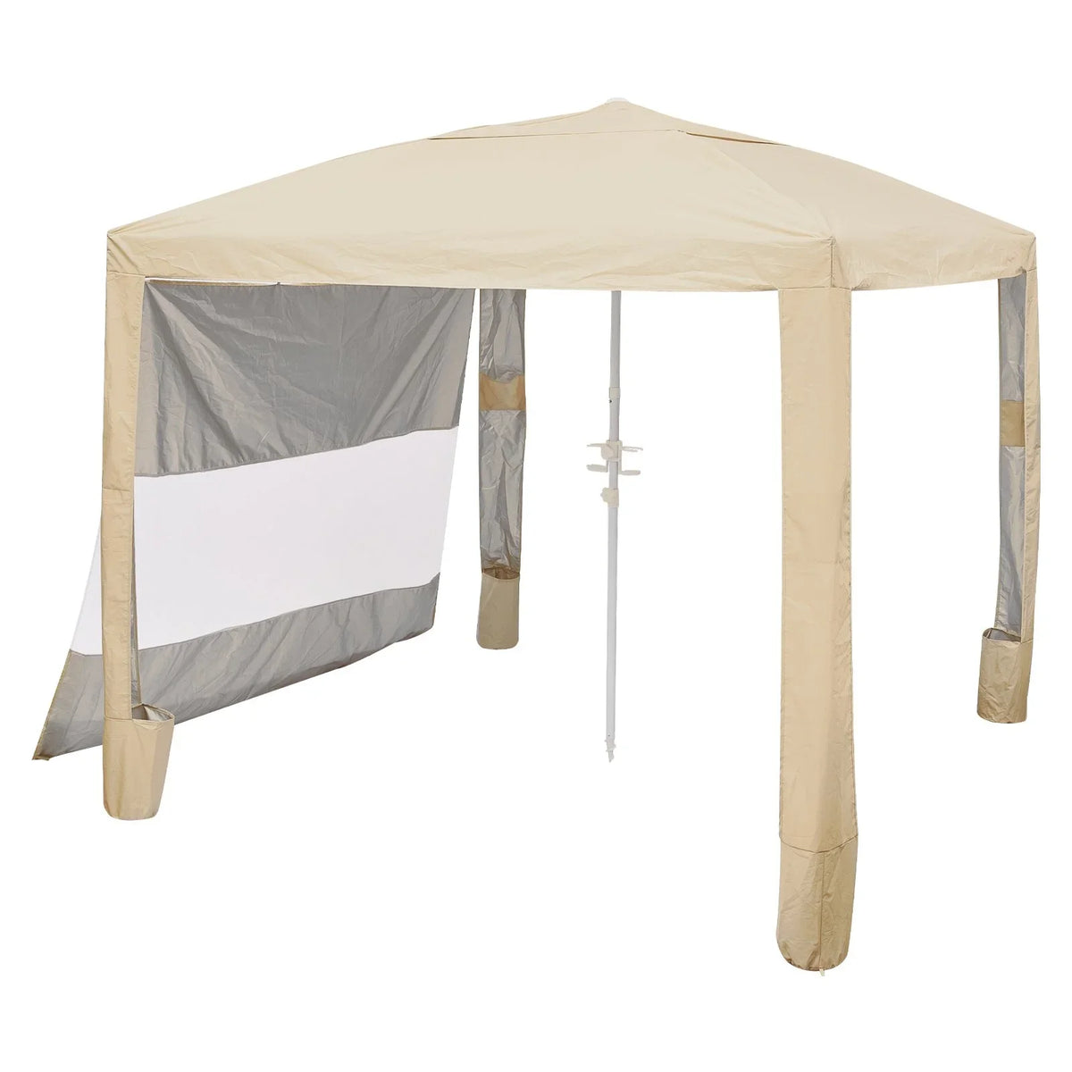 VEVOR Beach Cabana, 8 x 8 ft Beach Canopy with Side Wall, UPF 50+ Protection Easy Setup Cabana Tent with Sand Pockets, Adjustable Height Portable Shade Sun Shelter Umbrella for Family & Friends, Khaki - View 10