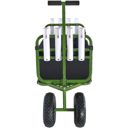 VEVOR Beach Fishing Cart, 300 lbs Load Capacity, Foldable Fish and Marine Cart with Four 11" Big Wheels Rubber Balloon Tires for Sand, Heavy-Duty Steel Pier Wagon Trolley with 8 Rod Holders for Picnic - View 10
