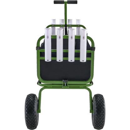 VEVOR Beach Fishing Cart, 300 lbs Load Capacity, Foldable Fish and Marine Cart with Four 11" Big Wheels Rubber Balloon Tires for Sand, Heavy-Duty Steel Pier Wagon Trolley with 8 Rod Holders for Picnic - View 9