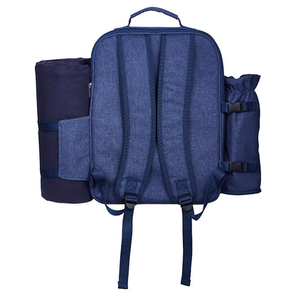 VEVOR Beach Picnic Backpack Bag for 4 Person with Cooler Compartment Navy Blue - View 10
