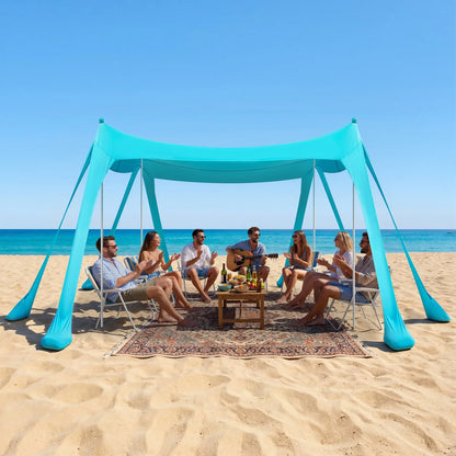 VEVOR Beach Tent Sun Shelter, UPF50+ Sun Protection, 6.6 ft Tall, 10 x 10 ft, Easy Pop Up Beach Canopy with Sandbags, Stability Poles, Sand Shovels, Portable Shade for Family, Camping, Fishing, Green - View 7