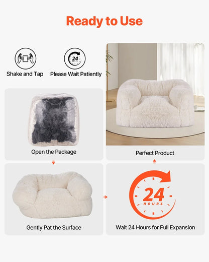 VEVOR Bean Bag Chair, BeanBag Sofa Chair with Armrests for Adults, Fluffy Plush & High-Density Foam Filling Adult Bean Bag with Zapper, Comfy Lazy Sofa Chair Ideal for Living Room, Bedroom, Beige - View 8