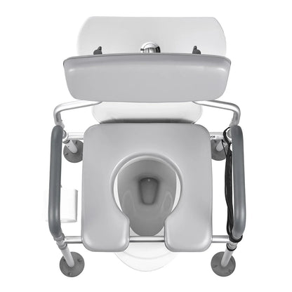 VEVOR Bedside Commode Chair, 500 lbs Capacity, 4-in-1 Portable Toilet and Raised Toilet Seat with Padded Seat & Backrest, Detachable 5L Bucket, Adjustable Height & Width Adult Potty Chair for Seniors - View 8