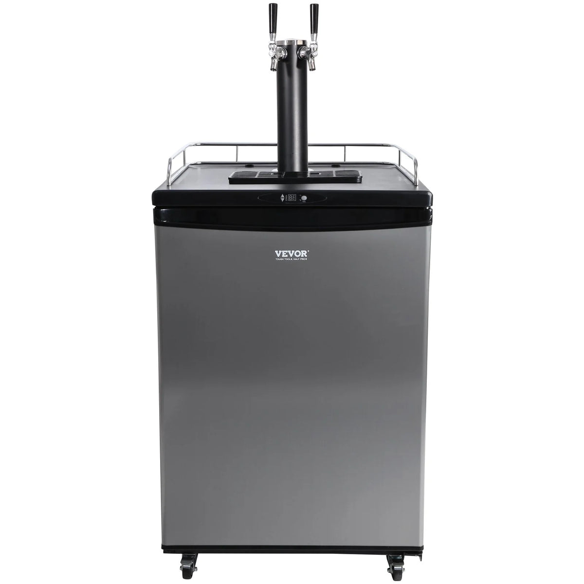 VEVOR Beer Kegerator, Dual Tap Draft Beer Dispenser, Full Size Keg Refrigerator With Shelves, CO2 Cylinder, Drip Tray & Rail, 32°F- 75.2°F Temperature Control, Holds 1/6, 1/4, 1/2 Barrels, Black - View 10