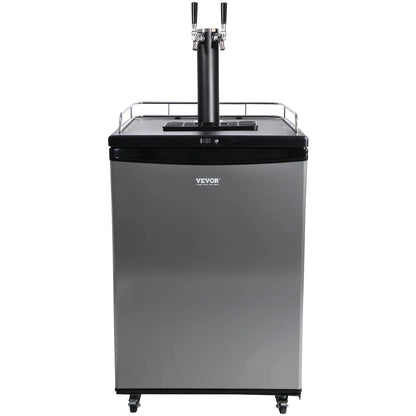VEVOR Beer Kegerator, Dual Tap Draft Beer Dispenser, Full Size Keg Refrigerator With Shelves, CO2 Cylinder, Drip Tray & Rail, 32°F- 75.2°F Temperature Control, Holds 1/6, 1/4, 1/2 Barrels, Black - View 10
