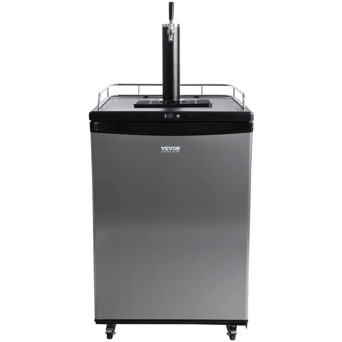 VEVOR Beer Kegerator, Single Tap Draft Beer Dispenser, Full Size Keg Refrigerator With Shelves, CO2 Cylinder, Drip Tray & Rail, 32°F- 75.2°F Temperature Control, Holds 1/6, 1/4, 1/2 Barrels, Silver - View 10