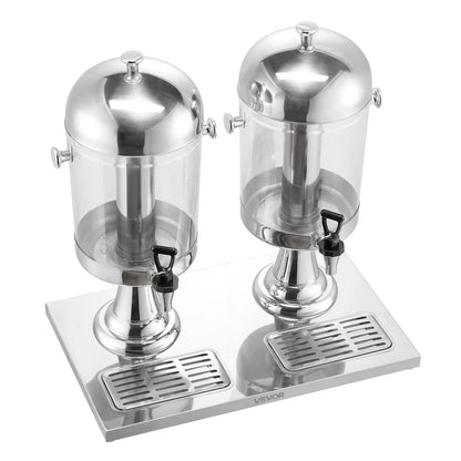 VEVOR Beverage Dispenser, 2.1 Gallon x 2 Drink Dispenser for Parties, Stainless Steel + Plastic Juice Dispensers with Spigot Ice Chamber Tray, Iced Tea Lemonade Dispensers, for Restaurants, Hotels - View 10