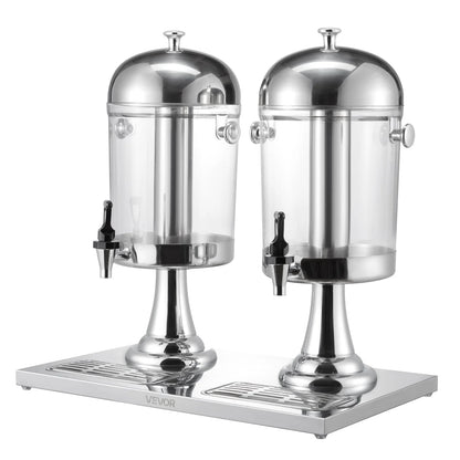 VEVOR Beverage Dispenser, 2.1 Gallon x 2 Drink Dispenser for Parties, Stainless Steel + Plastic Juice Dispensers with Spigot Ice Chamber Tray, Iced Tea Lemonade Dispensers, for Restaurants, Hotels - View 9