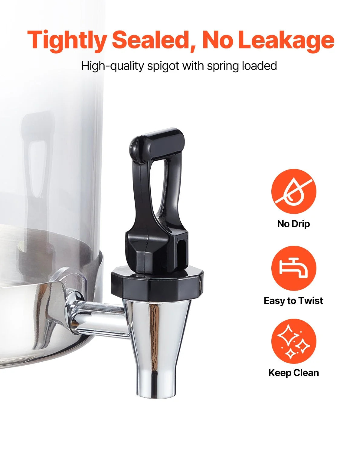 VEVOR Beverage Dispenser, 2.1 Gallon x 2 Drink Dispenser for Parties, Stainless Steel + Plastic Juice Dispensers with Spigot Ice Chamber Tray, Iced Tea Lemonade Dispensers, for Restaurants, Hotels - View 4
