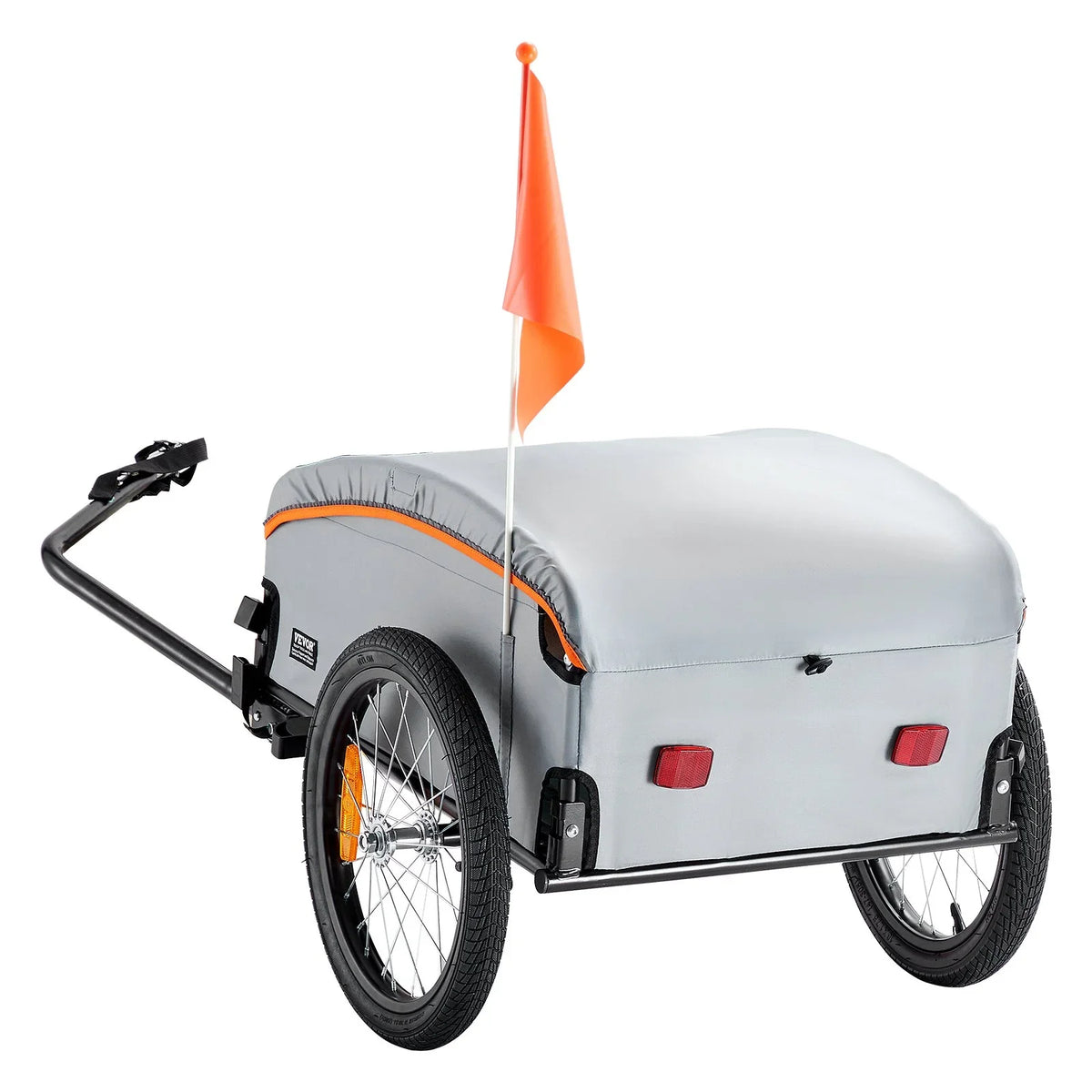VEVOR Bike Cargo Trailer, 100 lbs Load Capacity, Heavy-Duty Bicycle Wagon Cart, Foldable Compact Storage with Universal Hitch, Waterproof Cover, 16" Wheels, Safe Reflectors, Fits 22"-28" Bike Wheels - View 10