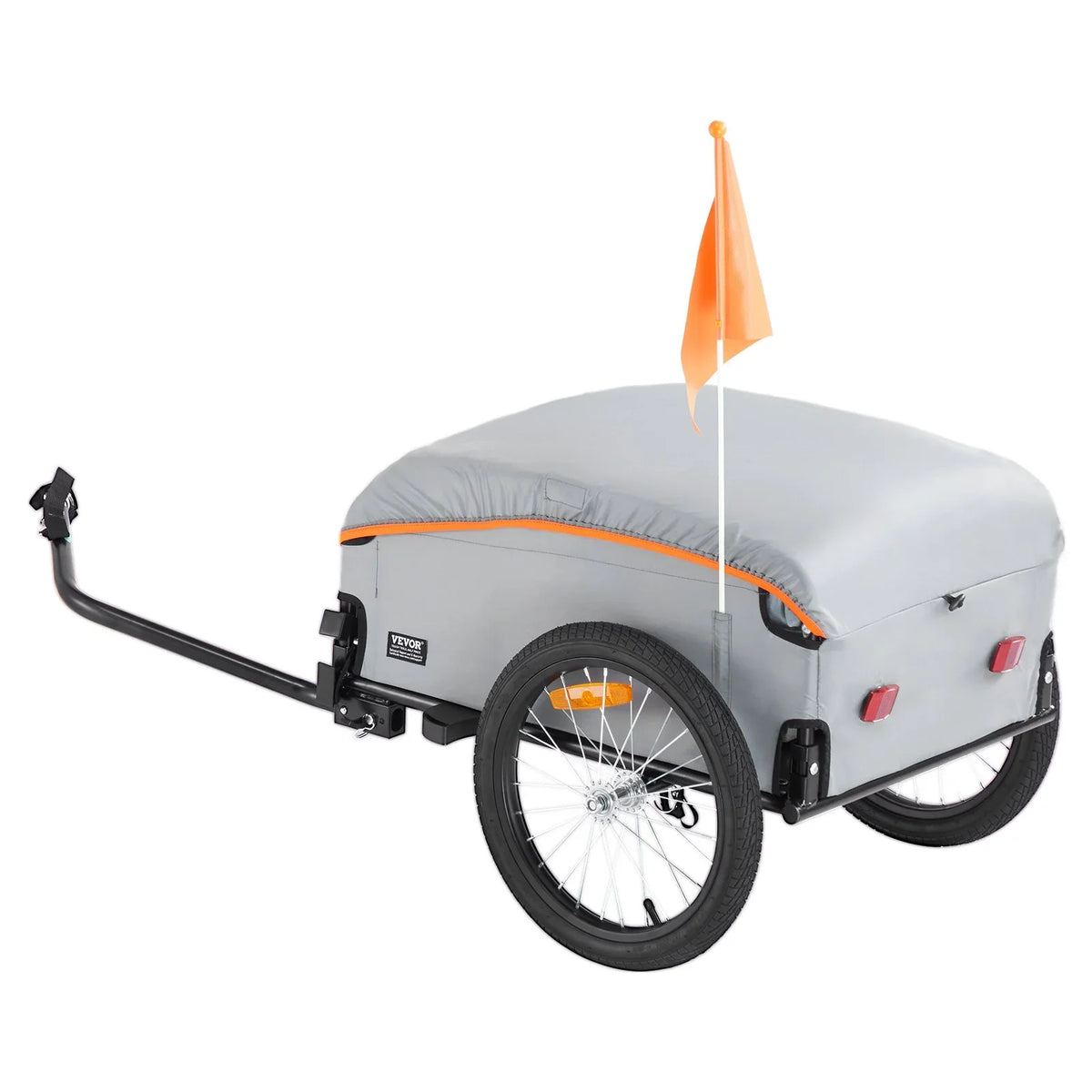VEVOR Bike Cargo Trailer, 100 lbs Load Capacity, Heavy-Duty Bicycle Wagon Cart, Foldable Compact Storage with Universal Hitch, Waterproof Cover, 16" Wheels, Safe Reflectors, Fits 22"-28" Bike Wheels - View 14