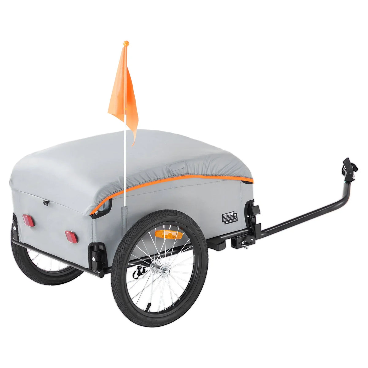 VEVOR Bike Cargo Trailer, 100 lbs Load Capacity, Heavy-Duty Bicycle Wagon Cart, Foldable Compact Storage with Universal Hitch, Waterproof Cover, 16" Wheels, Safe Reflectors, Fits 22"-28" Bike Wheels - View 9