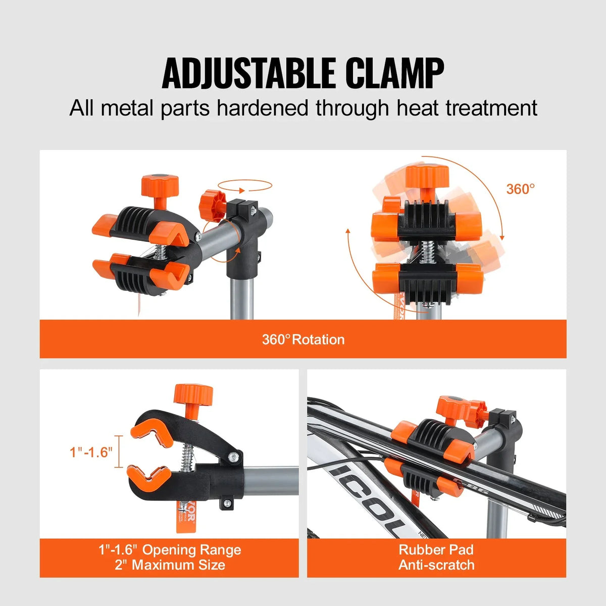 VEVOR Bike Repair Stand, 80 lbs Heavy-duty Steel Bicycle Repair Stand, Adjustable Height Bike Maintenance Workstand with Magnetic Tool Tray Telescopic Arm, Foldable Bike Work Stand for Home, Shops - View 5