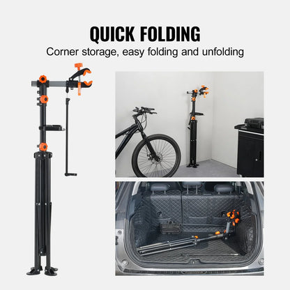 VEVOR Bike Repair Stand, 80 lbs Heavy-duty Steel Bicycle Repair Stand, Adjustable Height Bike Maintenance Workstand with Magnetic Tool Tray Telescopic Arm, Foldable Bike Work Stand for Home, Shops - View 7