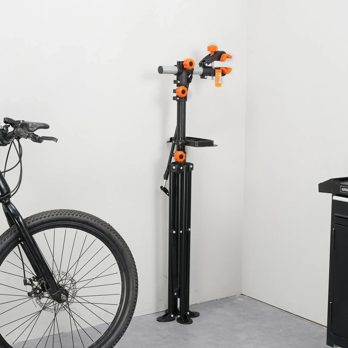 VEVOR Bike Repair Stand, 80 lbs Heavy-duty Steel Bicycle Repair Stand, Adjustable Height Bike Maintenance Workstand with Magnetic Tool Tray Telescopic Arm, Foldable Bike Work Stand for Home, Shops - View 9