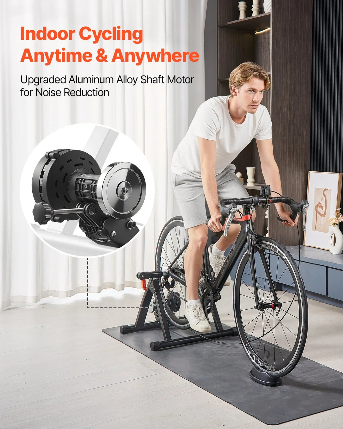 VEVOR Bike Trainer, 6 Level Resistance, 26-29 in & 700C Wheels, Foldable Magnetic Bicycle Stationary Stand for Indoor Exercise Riding with Quick Release Skewer & Front Wheel Riser Block for Road Bikes - View 2