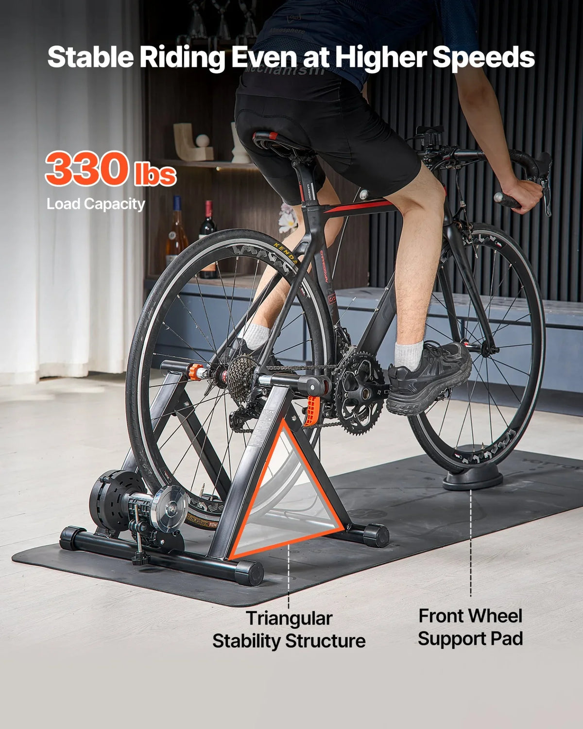 VEVOR Bike Trainer, 6 Level Resistance, 26-29 in & 700C Wheels, Foldable Magnetic Bicycle Stationary Stand for Indoor Exercise Riding with Quick Release Skewer & Front Wheel Riser Block for Road Bikes - View 5