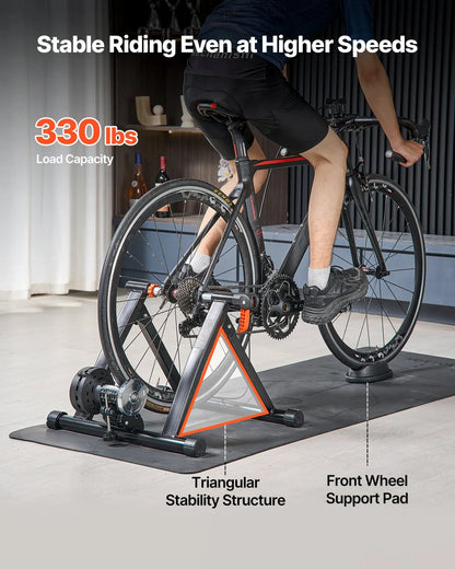 VEVOR Bike Trainer, 6 Level Resistance, 26-29 in & 700C Wheels, Foldable Magnetic Bicycle Stationary Stand for Indoor Exercise Riding with Quick Release Skewer & Front Wheel Riser Block for Road Bikes - View 5