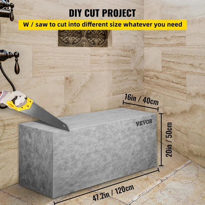 VEVOR Board Shower Bench Rectangle Bench Ready to Tile & Waterproof 47.2x16x20" - View 4