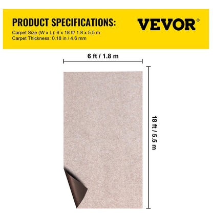 VEVOR Boat Carpet, 6 ft x 18 ft Marine Carpet for Boats, Waterproof Light Brown Carpet with Marine Backing Anti-Slide Marine Grade Boat Carpet Cuttable Easy to Clean Patio Rugs Deck Rug - View 6
