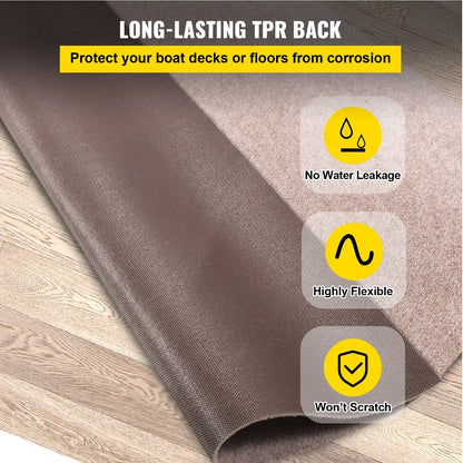 VEVOR Boat Carpet, 6 ft x 23 ft Marine Carpet for Boats, Waterproof Light Brown Carpet with Marine Backing Anti-Slide Marine Grade Boat Carpet Cuttable Easy to Clean Patio Rugs Deck Rug - View 3